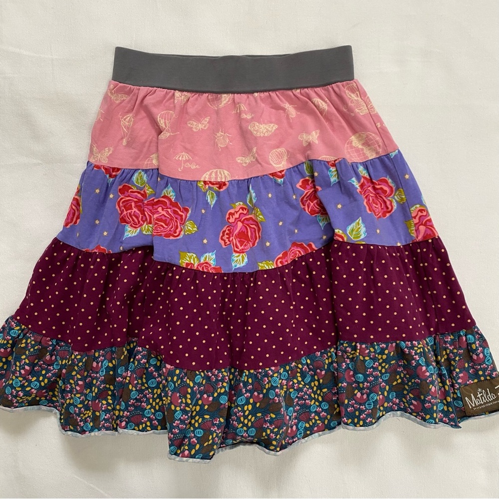 Matilda Jane Girls Boho Tiered Ruffled Patchwork Skirt Size 6